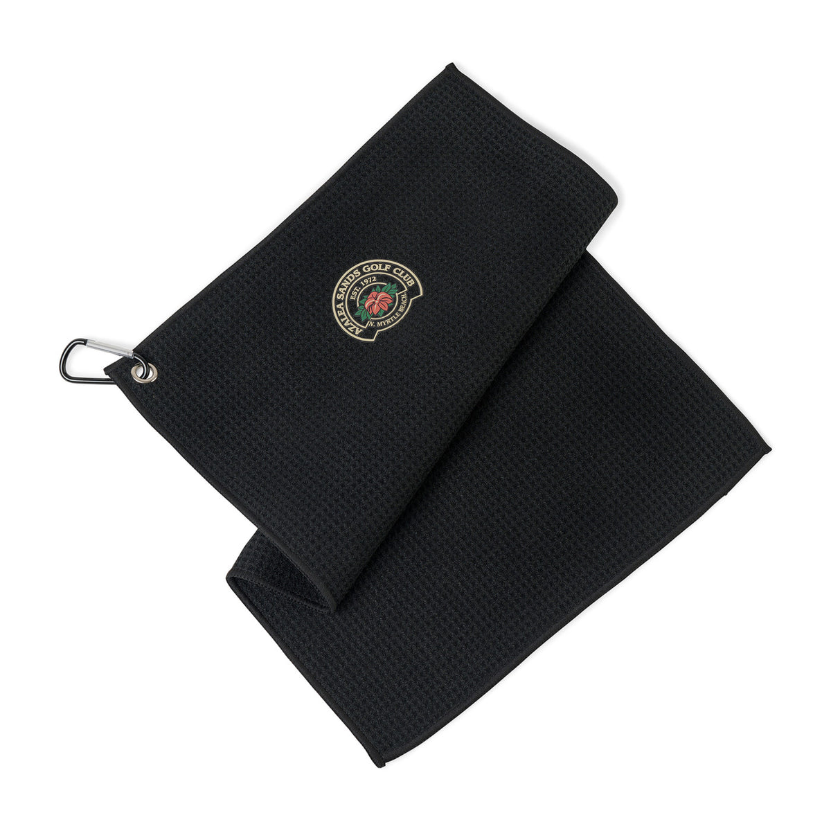Golf Links Waffle Towel with Carabiner, 12 x 18 Inches Transfer - Black - View 2