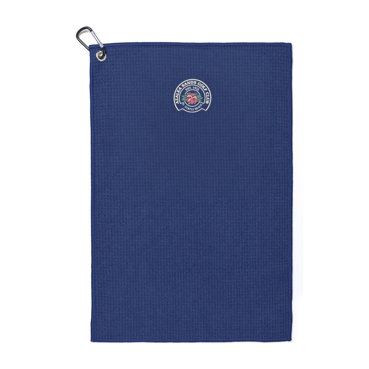 Golf Links Waffle Towel with Carabiner, 12 x 18 Inches Transfer - Royal Blue - View 1