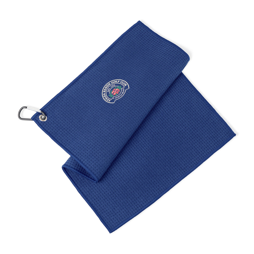 Golf Links Waffle Towel with Carabiner, 12 x 18 Inches Transfer - Royal Blue - View 2