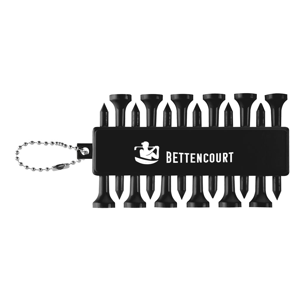 Golf Tee Set Keychain in Recycled ABS - Black - Pad Print