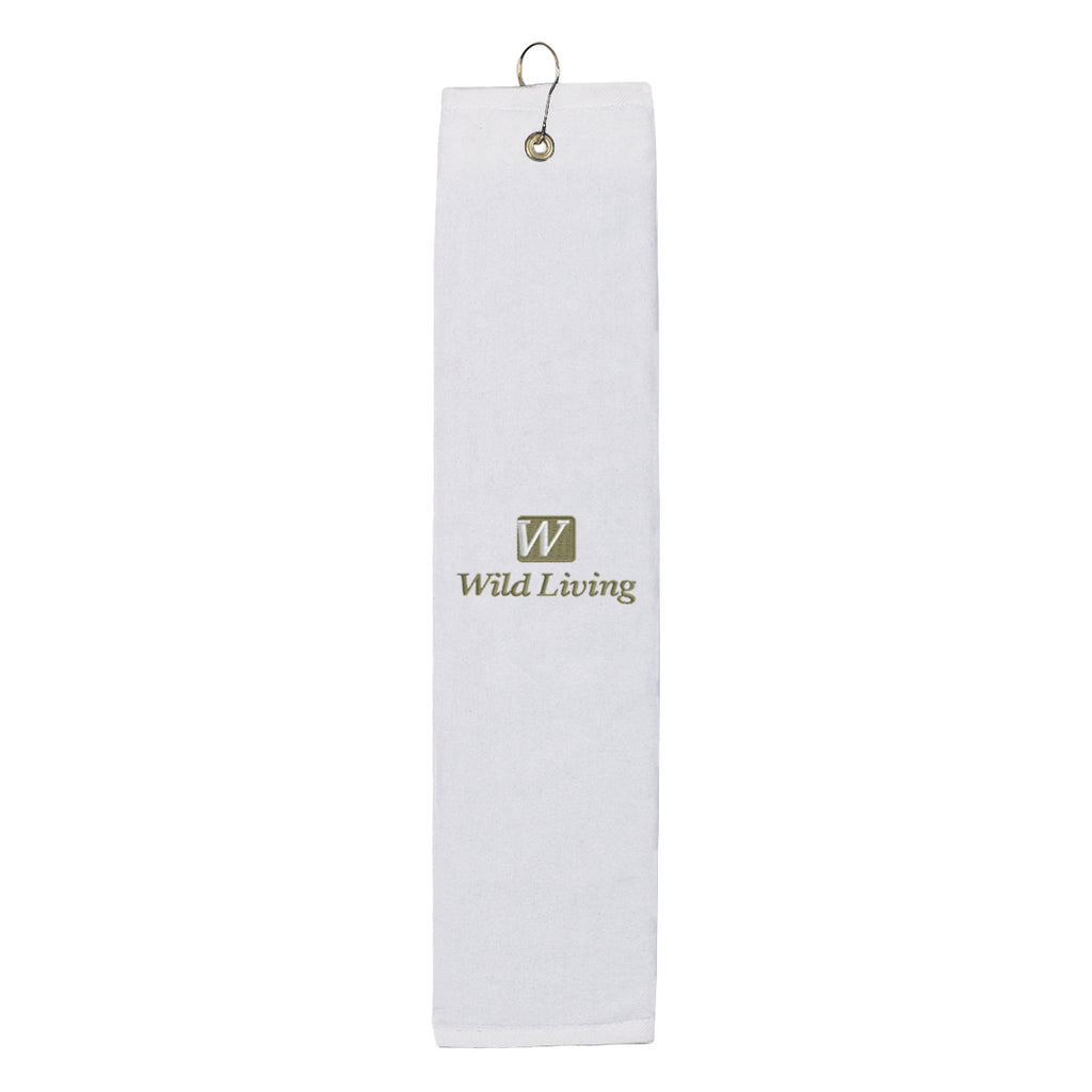 Golf Towel, Folded - White - Embroidery