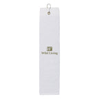 Golf Towel, Folded - White - Embroidery