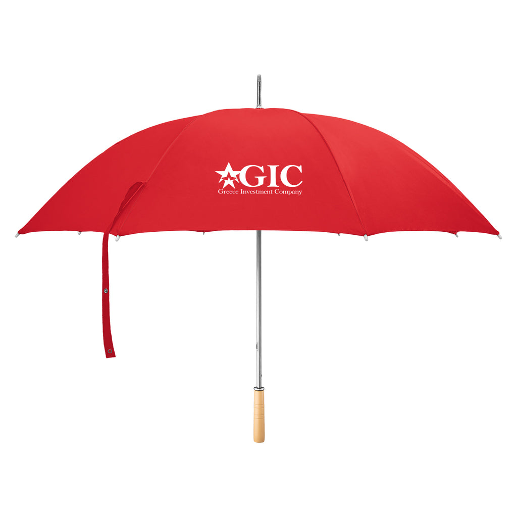 Golf Umbrella, 60 Inch Arc - Red - Silk Screen