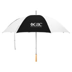Golf Umbrella, 60 Inch Arc - White with Black - Silk Screen