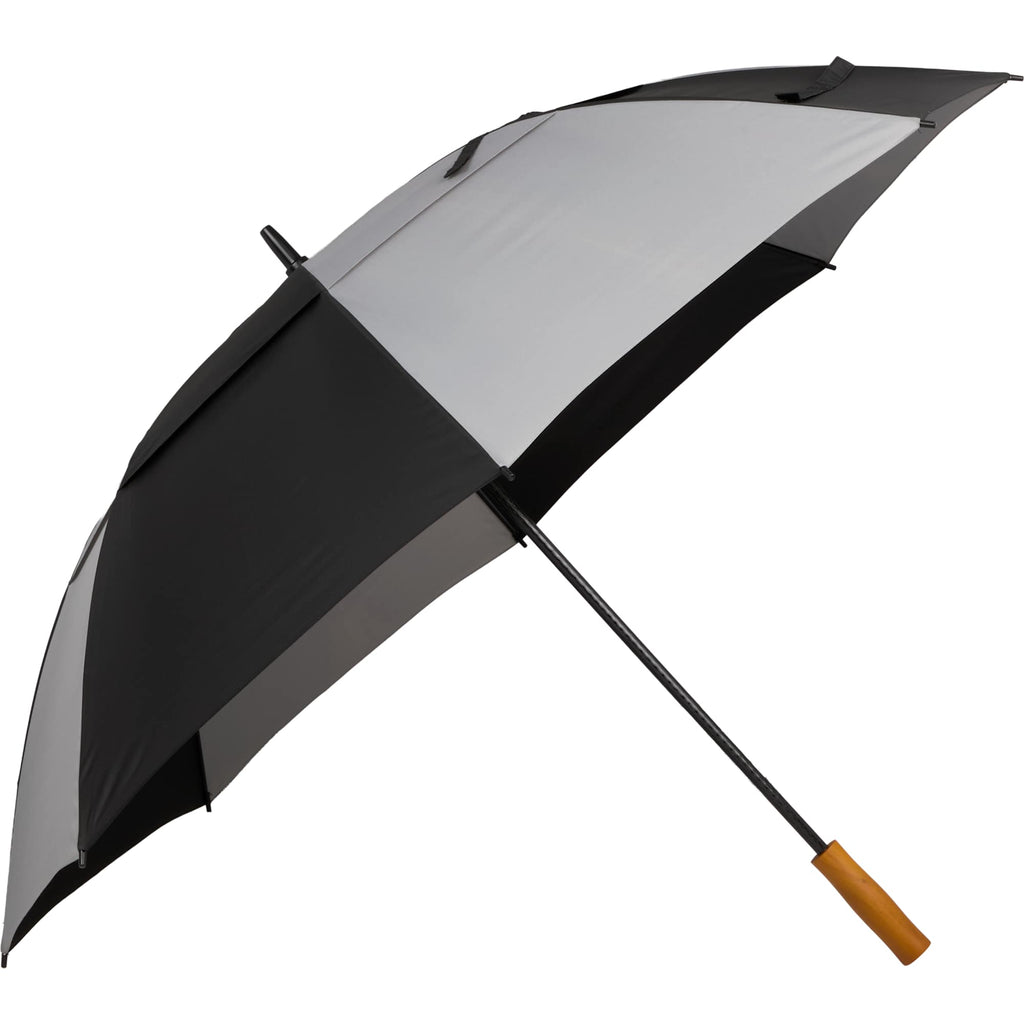 Golf Umbrella in Recycled PET with Wood Handle, 58 Inches Transfer - Black/Gray - Right Angle 2