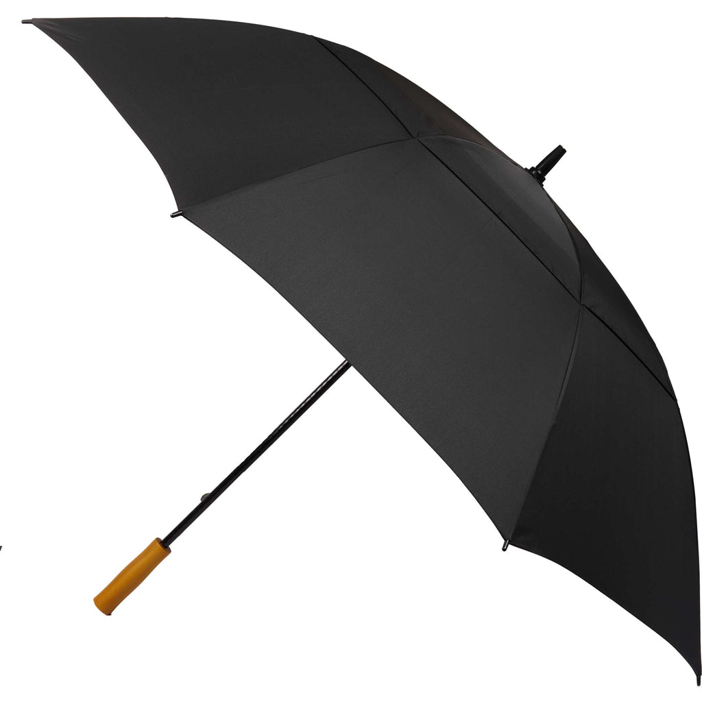 Golf Umbrella in Recycled PET with Wood Handle, 58 Inches Transfer - Black - Left Angle