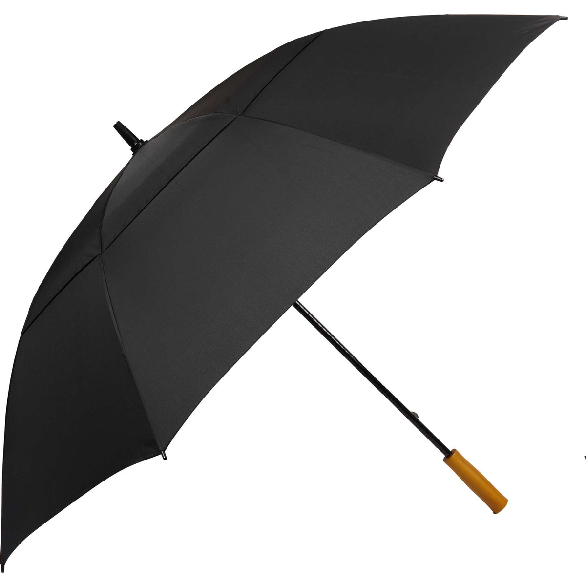 Golf Umbrella in Recycled PET with Wood Handle, 58 Inches Transfer - Black - Right Angle 2