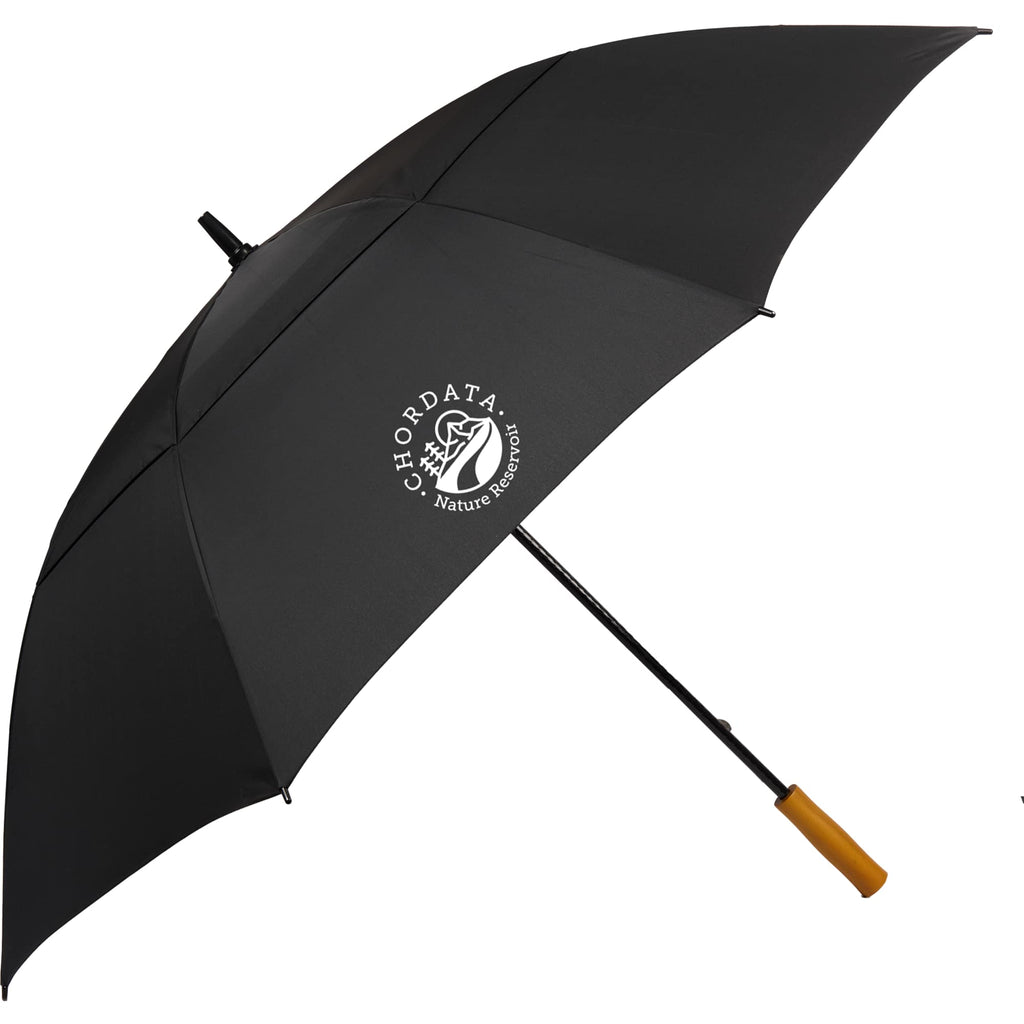 Golf Umbrella in Recycled PET with Wood Handle, 58 Inches Transfer - Black - Right Angle