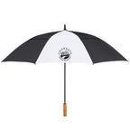 Golf Umbrella in Recycled PET with Wood Handle, 58 Inches Transfer - Black/White - Front