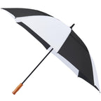 Golf Umbrella in Recycled PET with Wood Handle, 58 Inches Transfer - Black/White - Left Angle 2