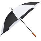 Golf Umbrella in Recycled PET with Wood Handle, 58 Inches Transfer - Black/White - Right Angle 2