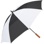 Golf Umbrella in Recycled PET with Wood Handle, 58 Inches Transfer - Black/White - Right Angle 3