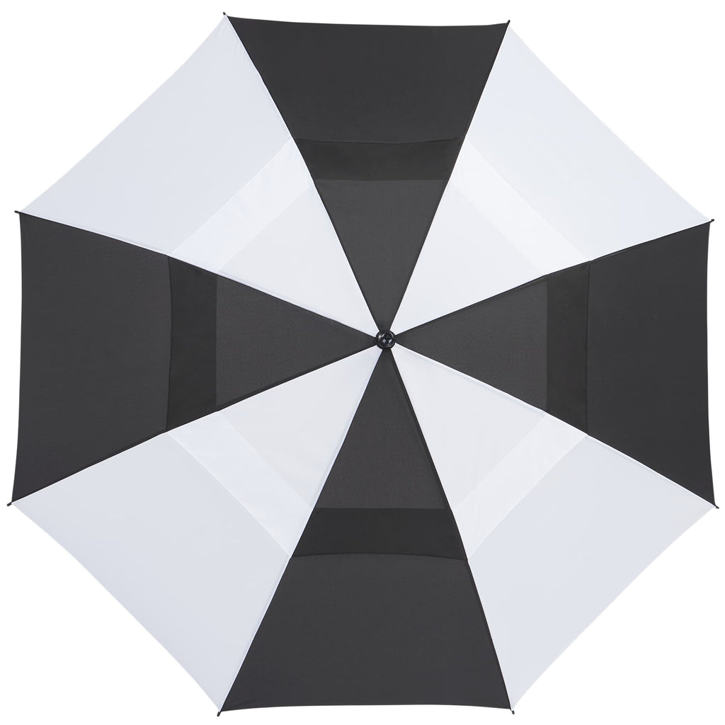 Golf Umbrella in Recycled PET with Wood Handle, 58 Inches Transfer - Black/White - Top 2