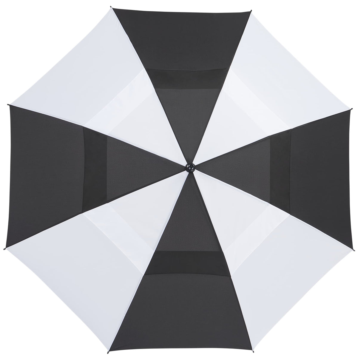 Golf Umbrella in Recycled PET with Wood Handle, 58 Inches Transfer - Black/White - Top 2