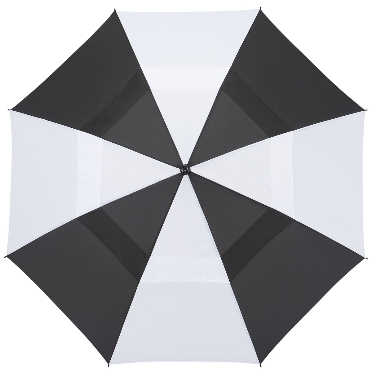 Golf Umbrella in Recycled PET with Wood Handle, 58 Inches Transfer - Black/White - Top