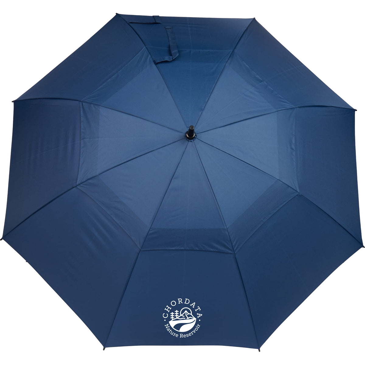 Golf Umbrella in Recycled PET with Wood Handle, 58 Inches Transfer - Navy - Front