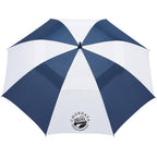 Golf Umbrella in Recycled PET with Wood Handle, 58 Inches Transfer - Navy/White - Front
