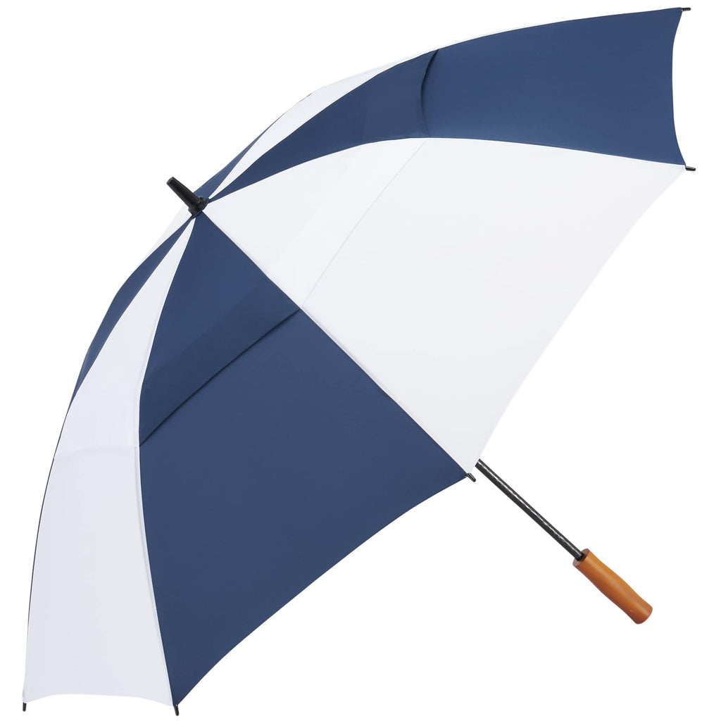 Golf Umbrella in Recycled PET with Wood Handle, 58 Inches Transfer - Navy/White - Right Angle 3