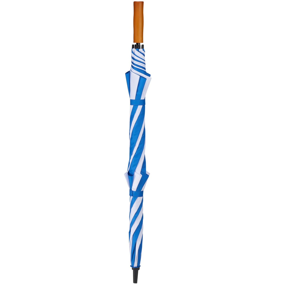 Golf Umbrella in Recycled PET with Wood Handle, 58 Inches Transfer - Royal/White - Front 2