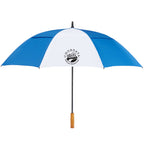 Golf Umbrella in Recycled PET with Wood Handle, 58 Inches Transfer - Royal/White - Front