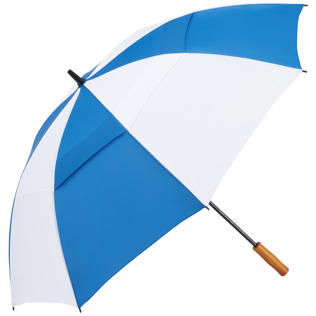 Golf Umbrella in Recycled PET with Wood Handle, 58 Inches Transfer - Royal/White - Right Angle 4