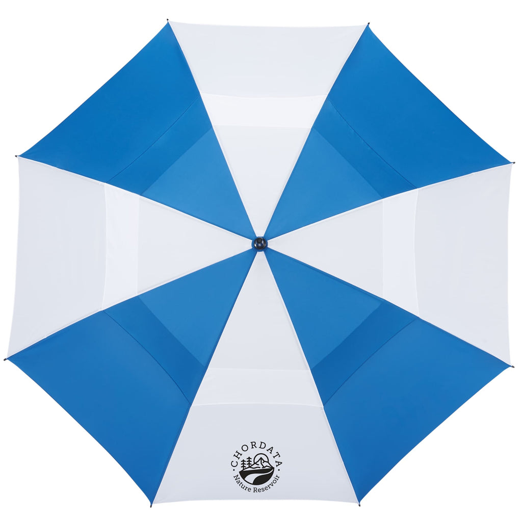 Golf Umbrella in Recycled PET with Wood Handle, 58 Inches Transfer - Royal/White - Top
