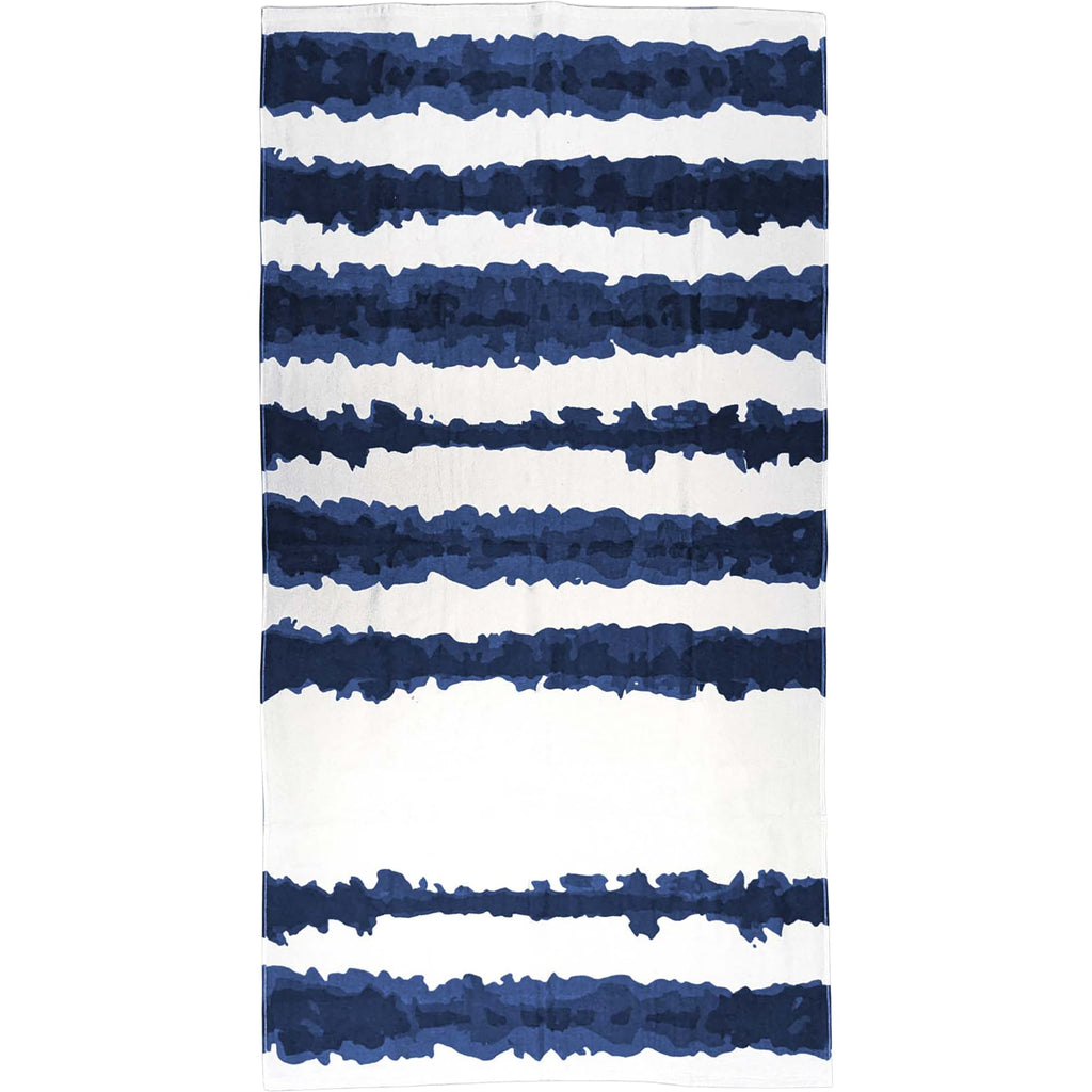 Good Vibes Cabana Stripe Beach Towel, 34 x 66 Inches - Navy - Front