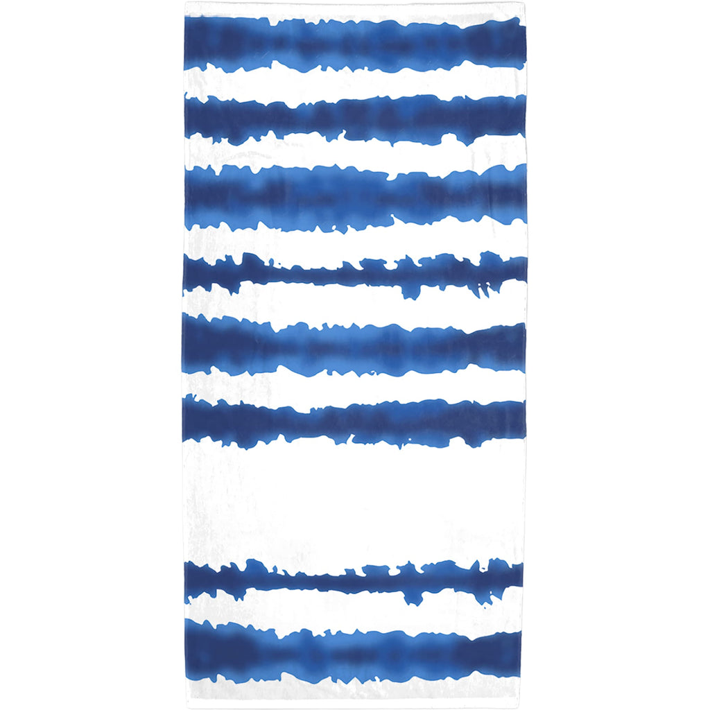 Good Vibes Cabana Stripe Beach Towel, 34 x 66 Inches - Royal - Front