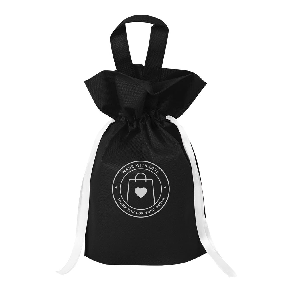 Goodie Drop Recycled Gift Sack, Non-Woven - Black - Silk Screen