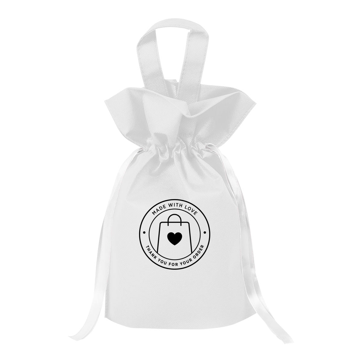 Goodie Drop Recycled Gift Sack, Non-Woven - White - Silk Screen
