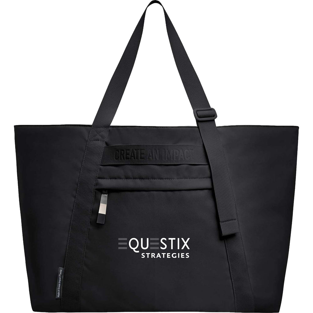 GOT BAG Large Tote in Ocean Impact Plastic, 40 L Embroidery - Black - Front