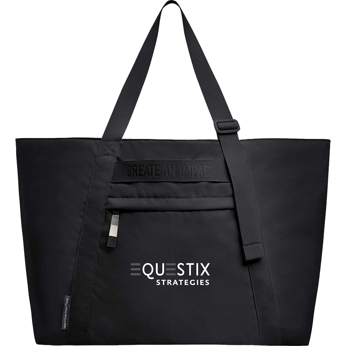 GOT BAG Large Tote in Ocean Impact Plastic, 40 L Embroidery - Black - Front