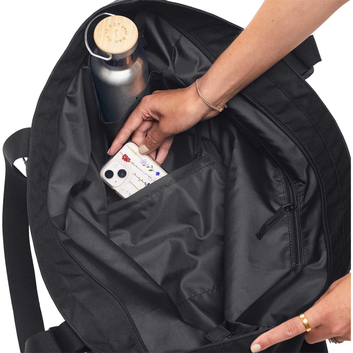 GOT BAG Large Tote in Ocean Impact Plastic, 40 L Embroidery - Black - Photo 8