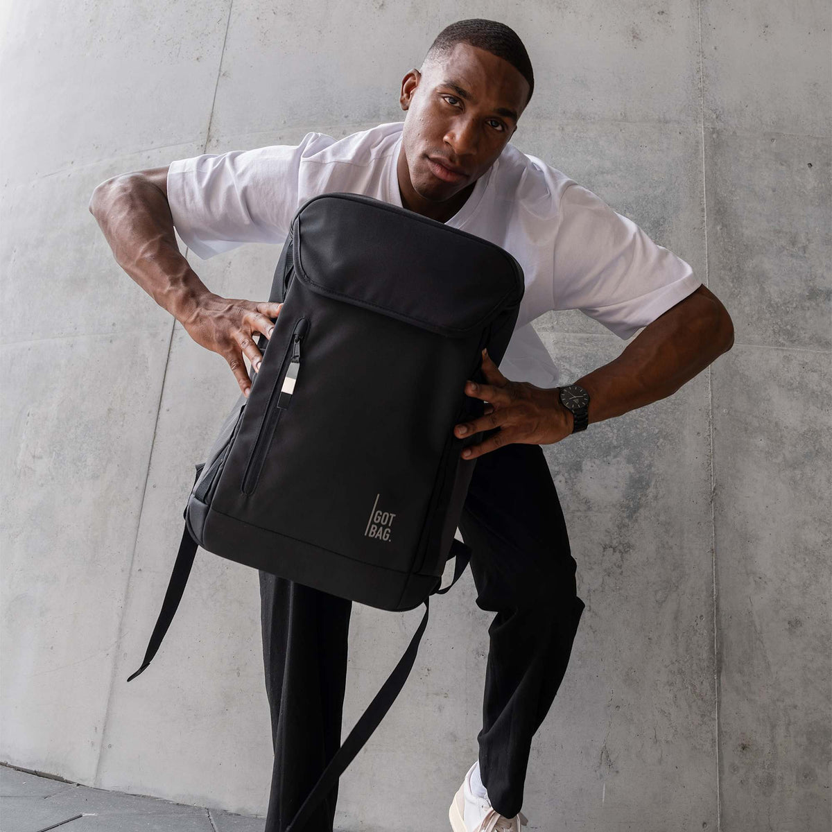 GOT BAG Pro Pack in Recycled Ocean Plastic, 25L Transfer - Black - On Model