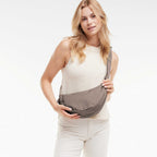 GOT BAG Small Moon Bag in Recycled Ocean Plastic, 3.5 L Transfer - Oyster - On Model 2