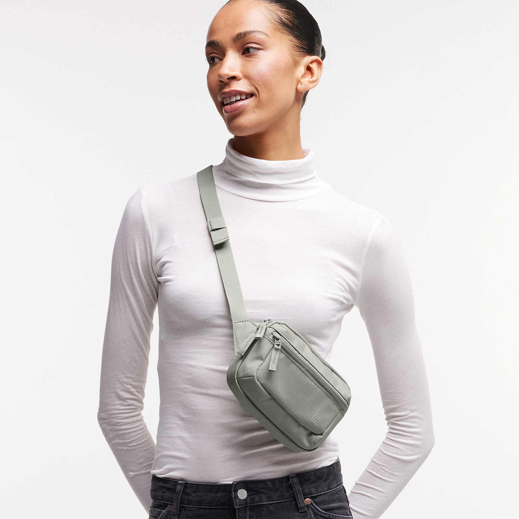 GOT BAG Small Sling Bag in Recycled Ocean Plastic, 0.7 L Embroidery - Bass - On Model 2