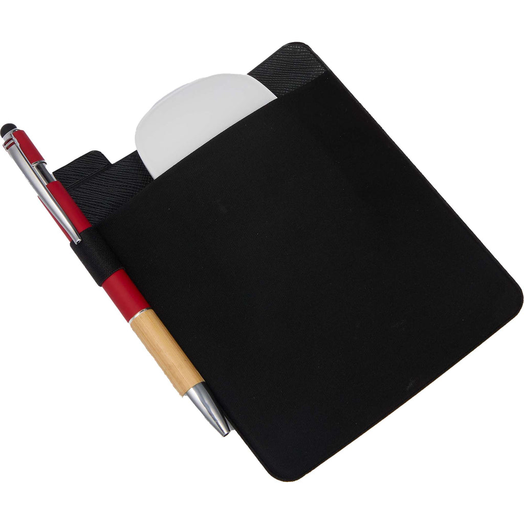 Grab and Go Stick-On Mouse Pouch for Laptops Full Color - Black - Propped 3