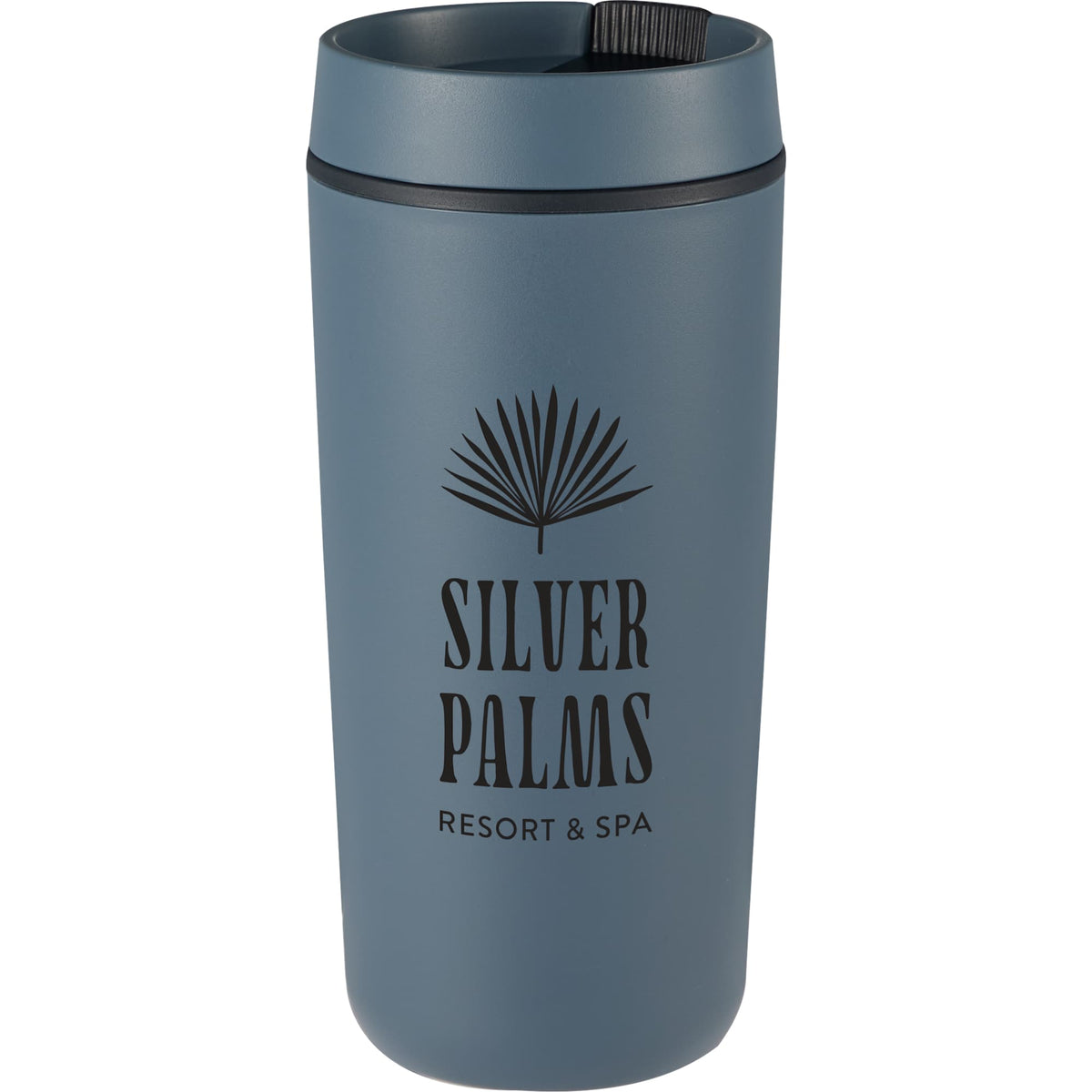 Grande Recycled Plastic Tumbler with Slide Lid, 16 oz - Navy - Front