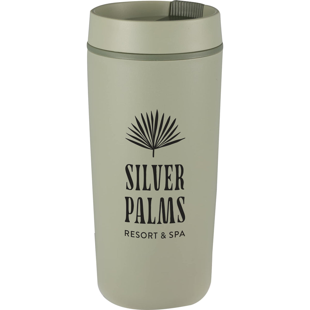 Grande Recycled Plastic Tumbler with Slide Lid, 16 oz - Sage - Front