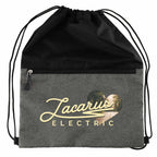 Graphite Recycled Drawstring Bag with Zip Pocket Full Color - Graphite - Front 2