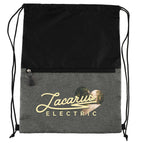 Graphite Recycled Drawstring Bag with Zip Pocket - Graphite - Front 3