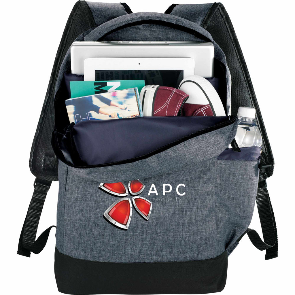 Graphite Slim Laptop Backpack, 15.6 Inch Embroidery - Charcoal - Front