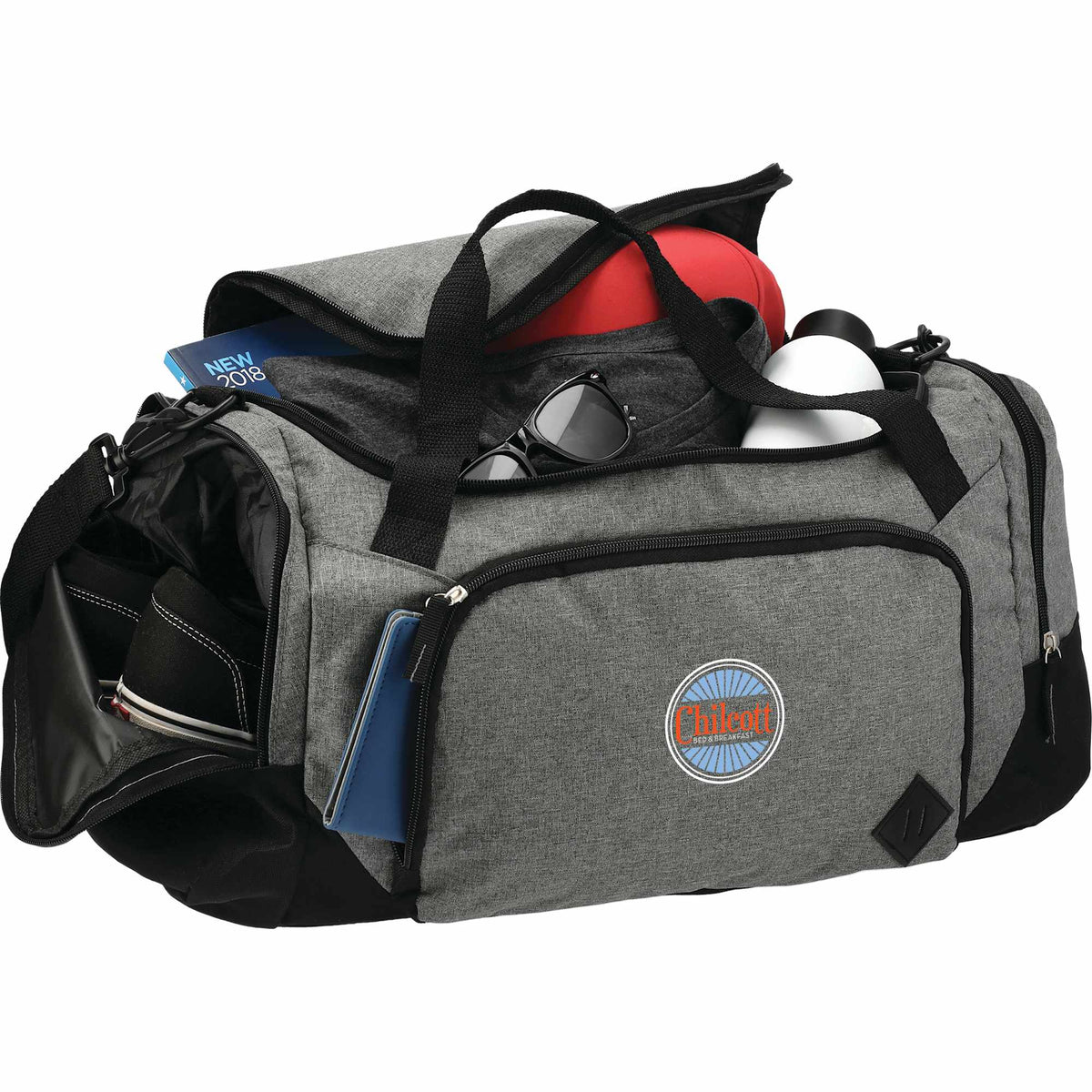 Graphite Weekender Duffel Bag with Shoe Pocket, 21 Inches Transfer - Charcoal - Right Angle 2