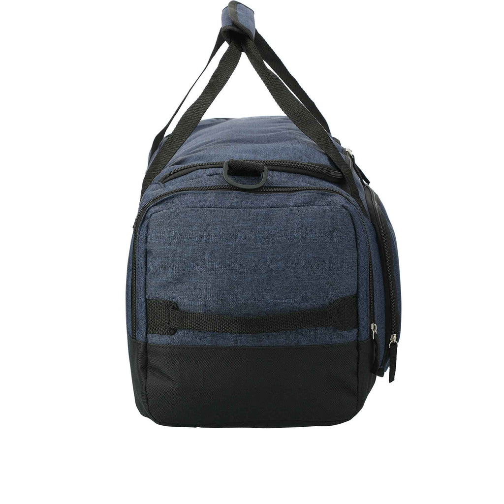Graphite Weekender Duffel Bag with Shoe Pocket, 21 Inches Transfer - Navy - Left Side