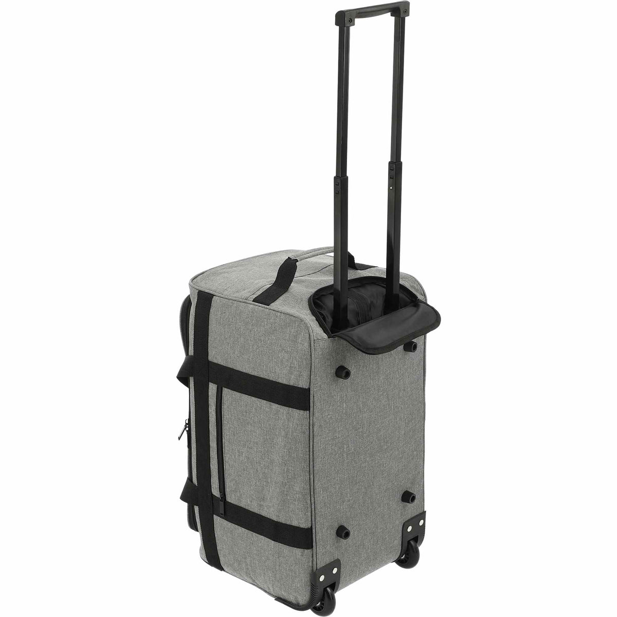 Graphite Wheeled Duffel Bag in Recycled PET Embroidery - Graphite - Left Angle 4