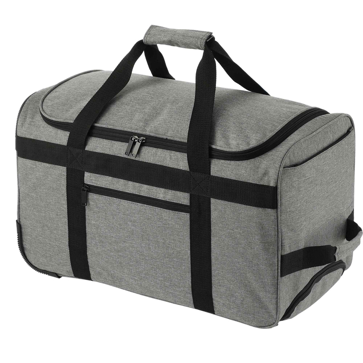 Graphite Wheeled Duffel Bag in Recycled PET Transfer - Graphite - Left Angle 3