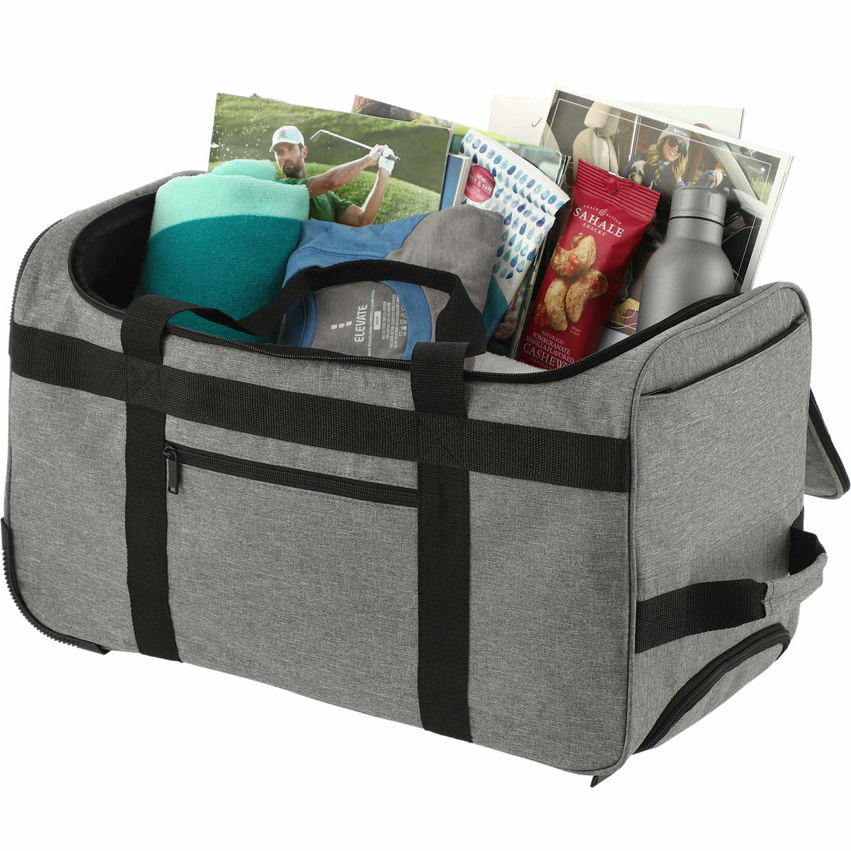 Graphite Wheeled Duffel Bag in Recycled PET Transfer - Graphite - Left Angle 5