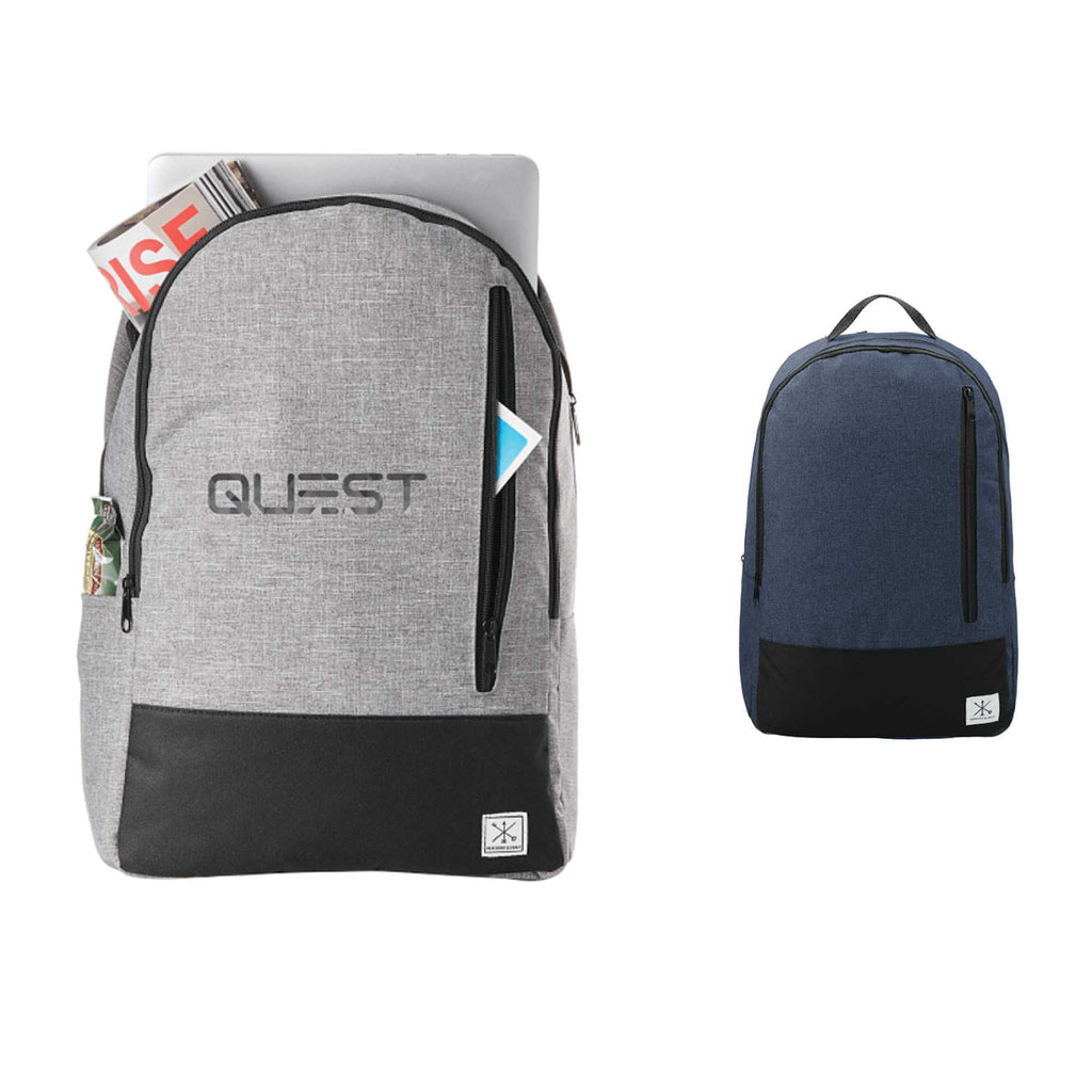 Grayley Laptop Backpack with Vertical Zip Pocket, 15 Inch Embroidery - Graphite - Front Group