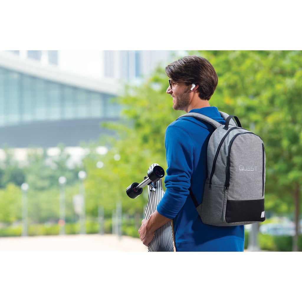 Grayley Laptop Backpack with Vertical Zip Pocket, 15 Inch Embroidery - Graphite - On Model