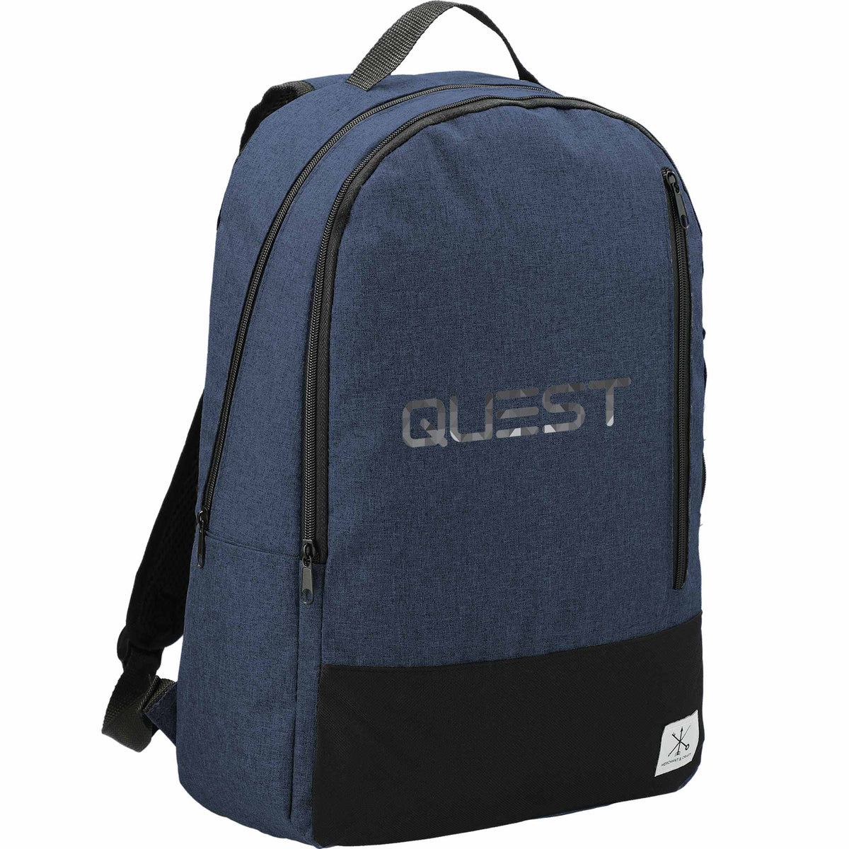 Grayley Laptop Backpack with Vertical Zip Pocket, 15 Inch Embroidery - Navy - Right Angle
